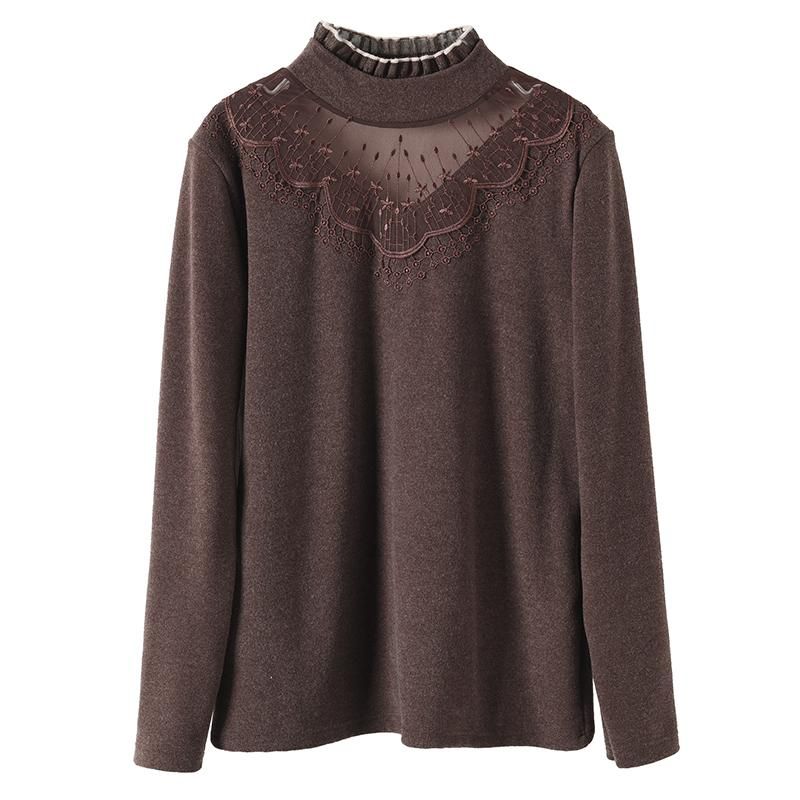 Winter Lente Furred Lace Hollow Cotton Sweater