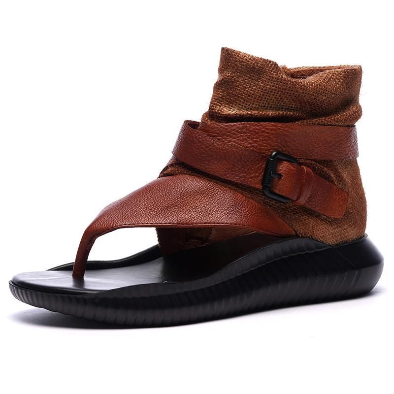 Casual Platte Sandalen Met Verstelbare Gesp In Britse Stijl Met Ritsen