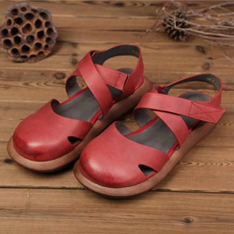 Dames Gesloten Teen Platform Casual Velcro Sandalen