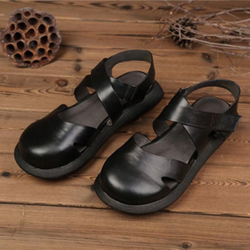 Dames Gesloten Teen Platform Casual Velcro Sandalen