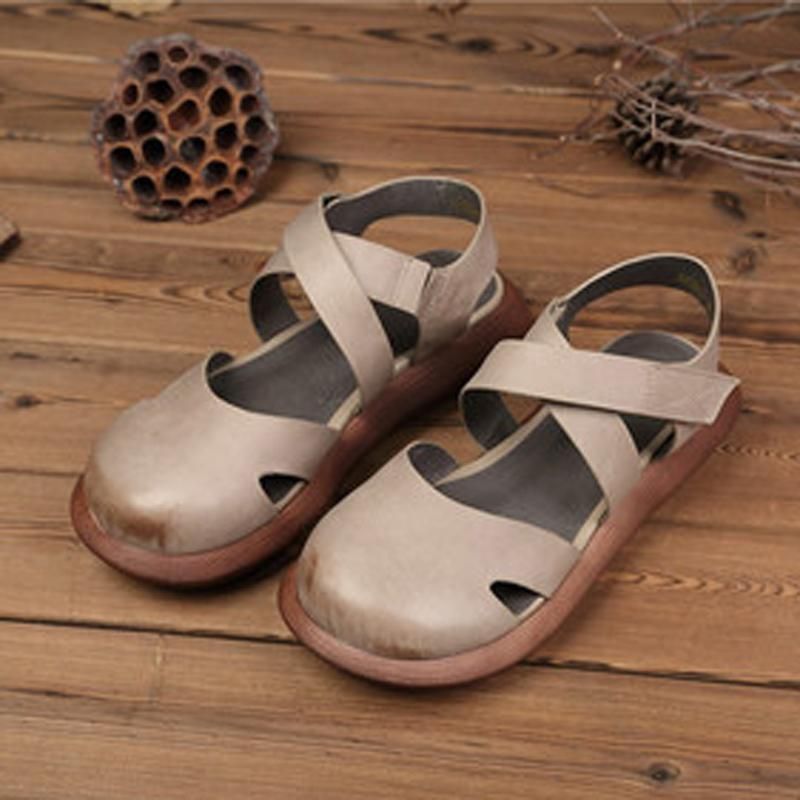 Dames Gesloten Teen Platform Casual Velcro Sandalen