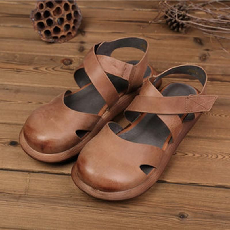 Dames Gesloten Teen Platform Casual Velcro Sandalen