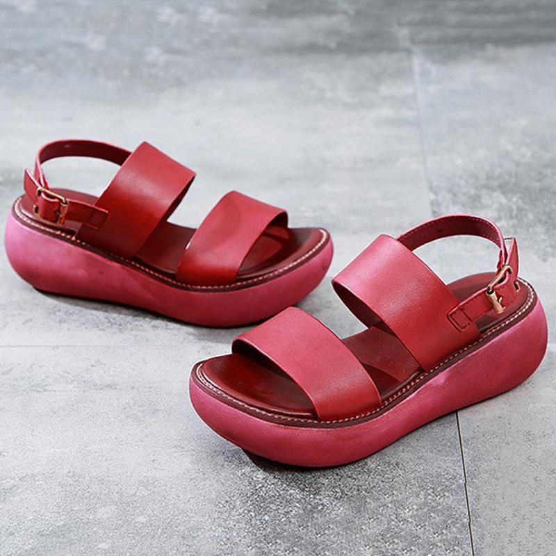 Dames Rome Handgemaakte Gesp Platform Sandalen