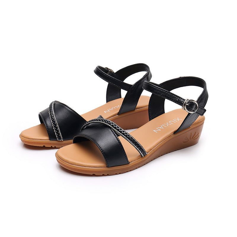 Dames Slipsole Leren Vintage Casual Sandalen