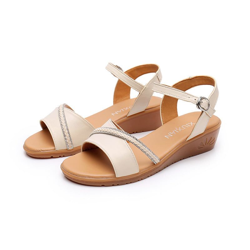 Dames Slipsole Leren Vintage Casual Sandalen