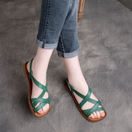 Dames Zomer Casual Leren Sandalen Met Strappy's