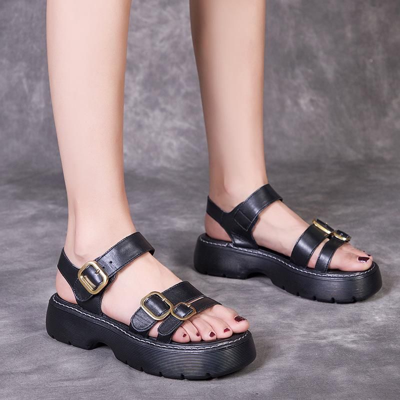 Dames Zomer Handgemaakte Lederen Casual Sandalen