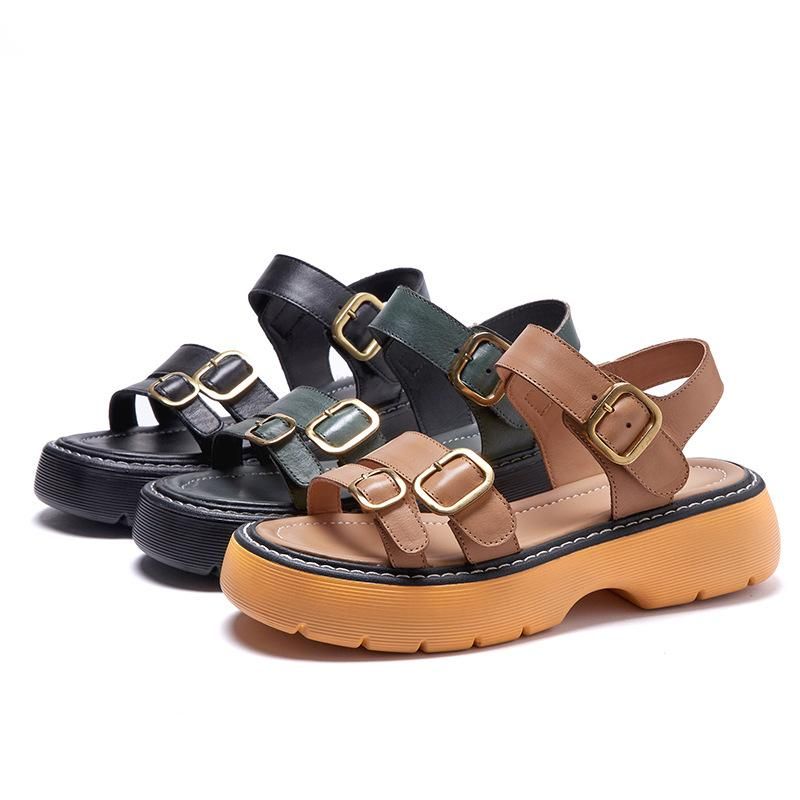 Dames Zomer Handgemaakte Lederen Casual Sandalen