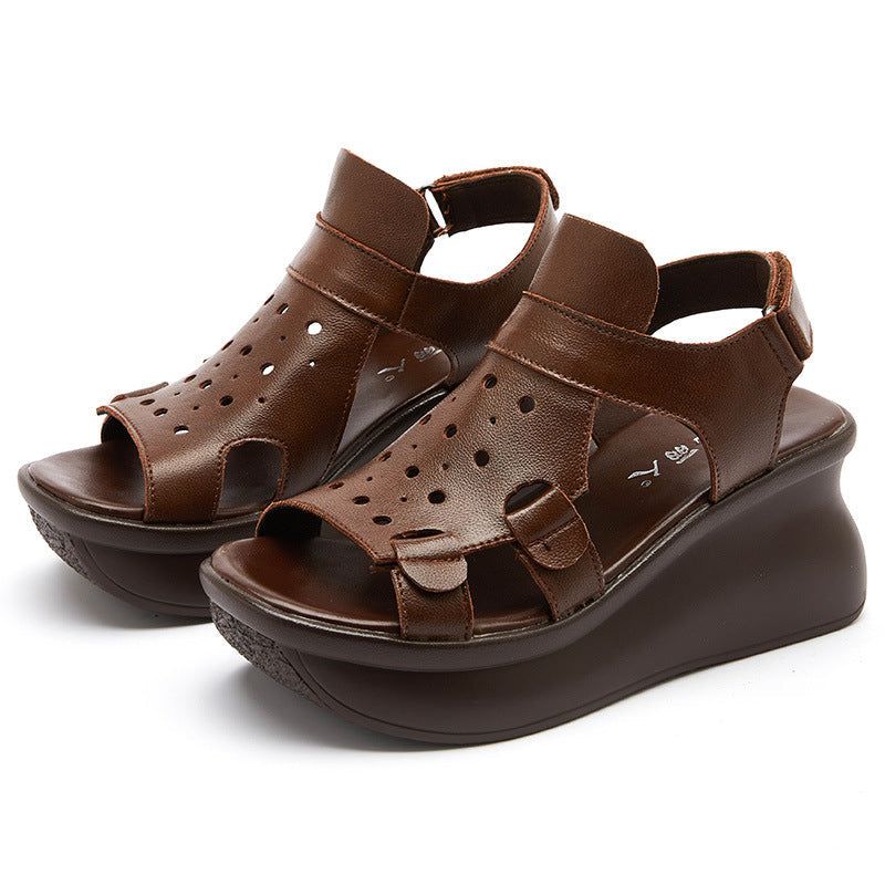 Dames Zomer Hollow Leren Slipzool Sandalen