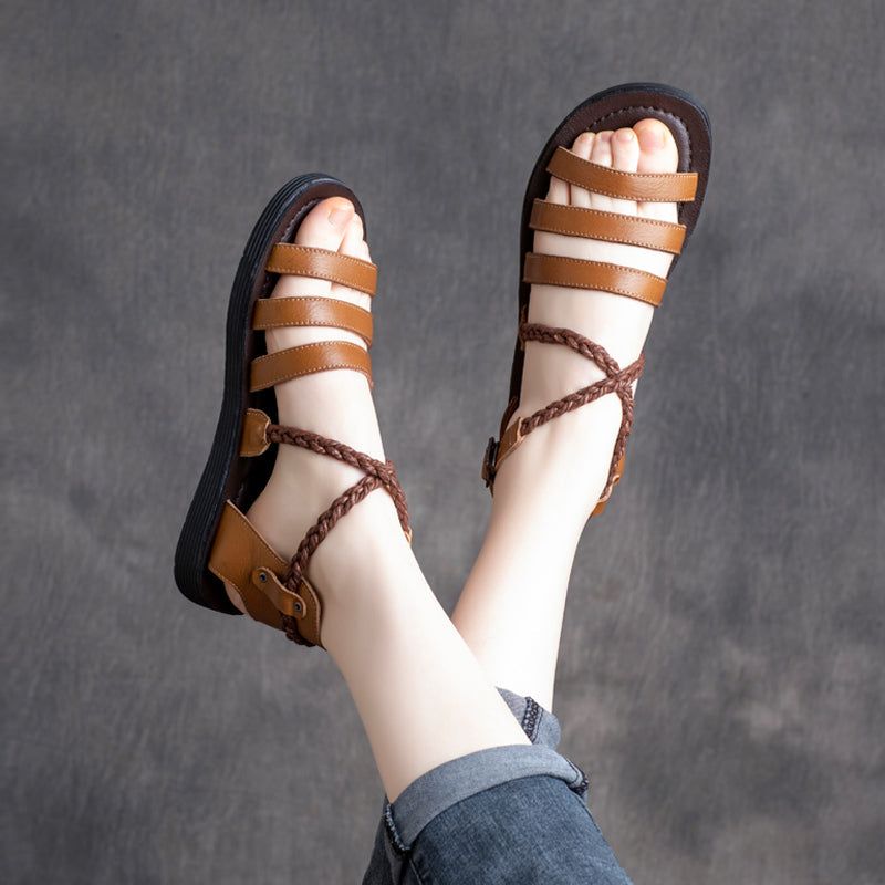 Dames Zomer Leren Retro Strand Sandalen