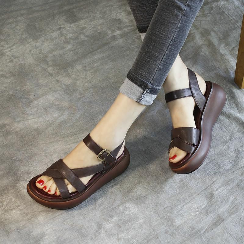 Dames Zomer Mode Platform Leren Sandalen