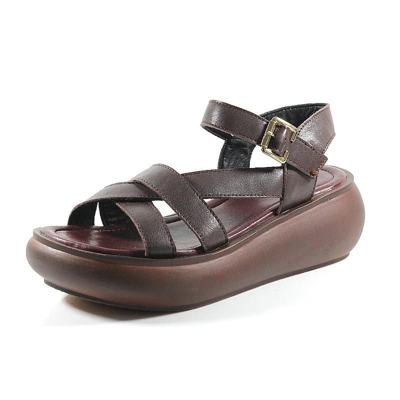 Dames Zomer Mode Platform Leren Sandalen