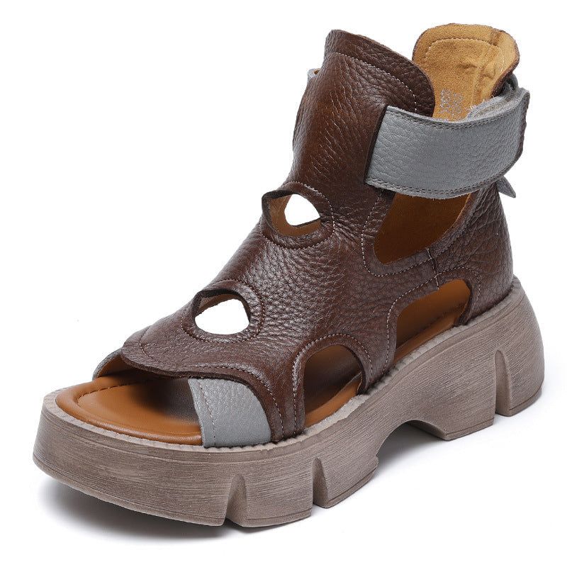 Dames Zomer Platform Hollow Leather Casual Sandalen