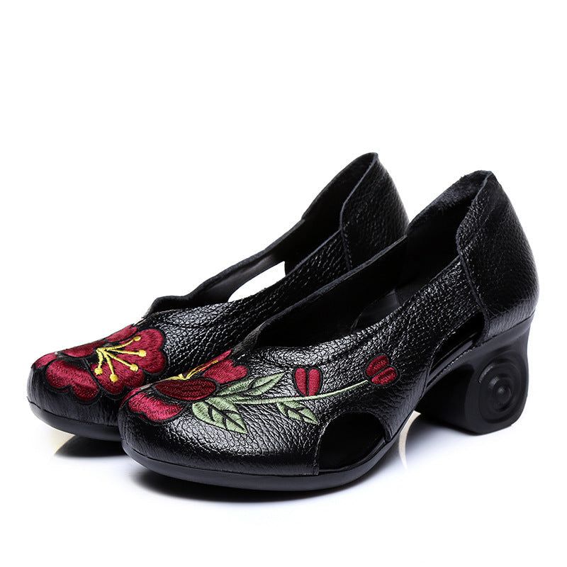 Dames Zomer Retro Bloemen Leren Wedge Casual Sandalen