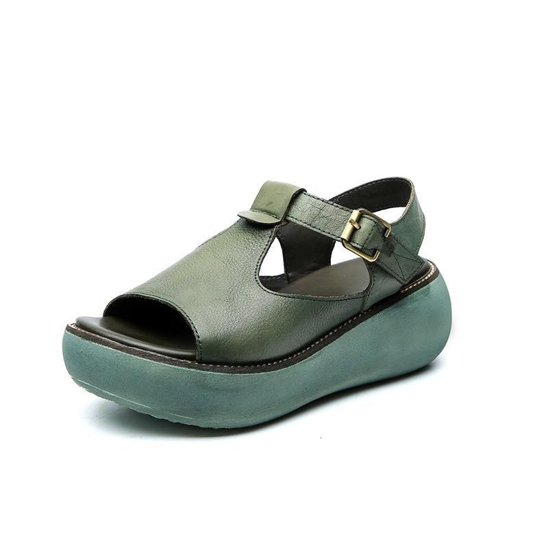 Dames Zomer Retro Lederen Handgemaakte Sandalen