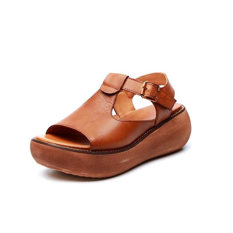 Dames Zomer Retro Lederen Handgemaakte Sandalen