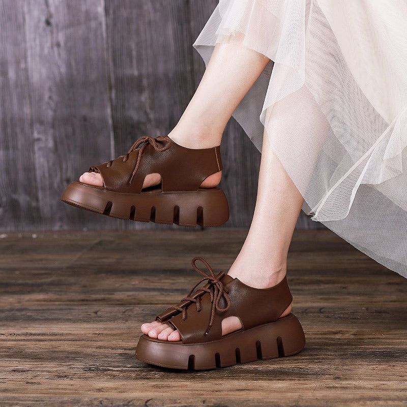 Dames Zomer Retro Zacht Leren Sandalen