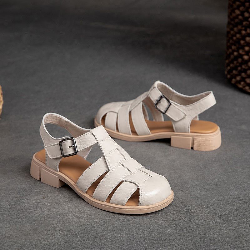 Dames Zomer Vintage Geweven Leer Casual Sandalen