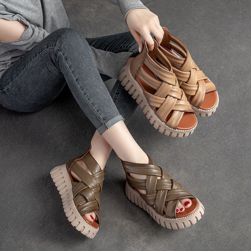 Dames Zomer Vintage Stray Leren Casual Sandalen