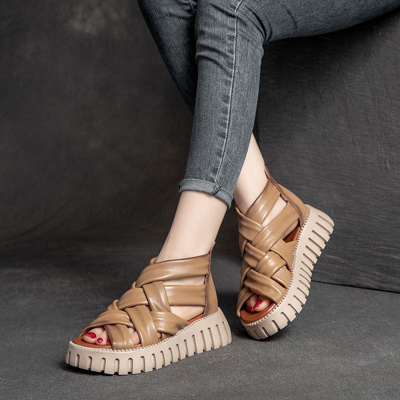 Dames Zomer Vintage Stray Leren Casual Sandalen