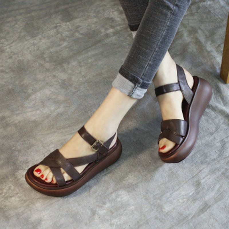 Handgemaakte Plateausandalen Voor Casual Zomer