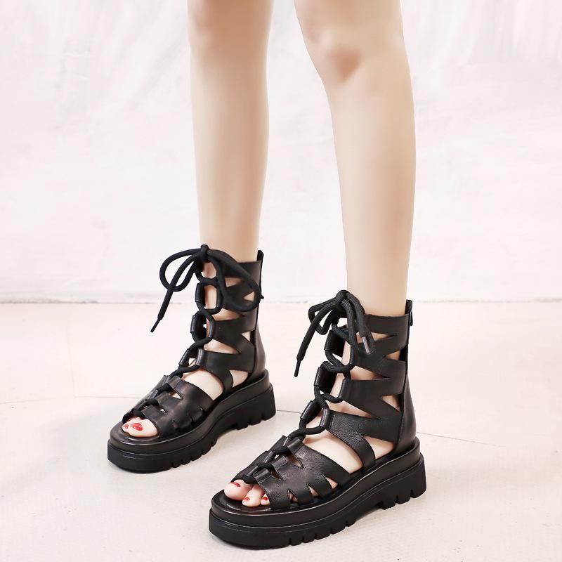 Leren Hollow Veter Zomer Casual Sandalen