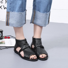 Nieuwe Casual Platte Leren Sandalen