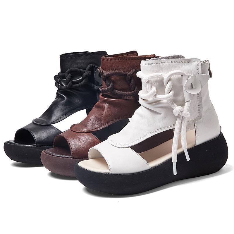 Nieuwe Mode Retro Koeienhuid Casual Dames Sandalen