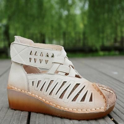 Nieuwe Retro Handgemaakte Zomer Comfortabele Dames Sandalen