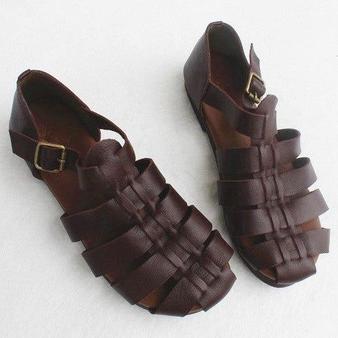 Plus Size Zomer Gevlochten Lederen Handgemaakte Sandalen