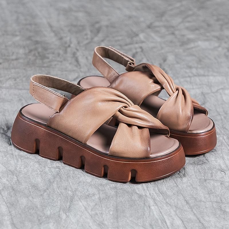 Retro Echt Leer Casual Zomer Mode Sandalen