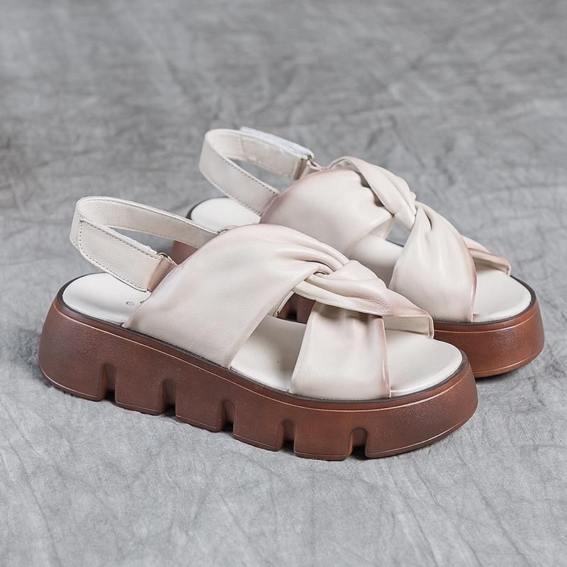 Retro Echt Leer Casual Zomer Mode Sandalen