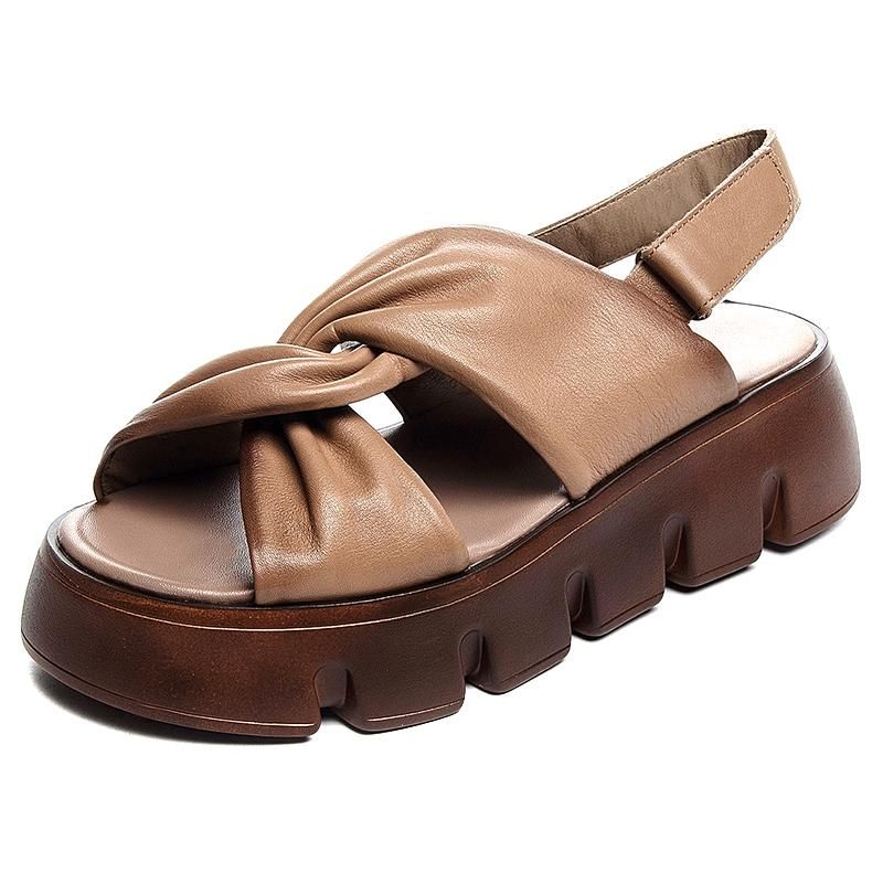 Retro Echt Leer Casual Zomer Mode Sandalen