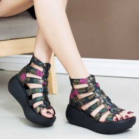 Rome Sandalen Met Retro Plateauprint En Print