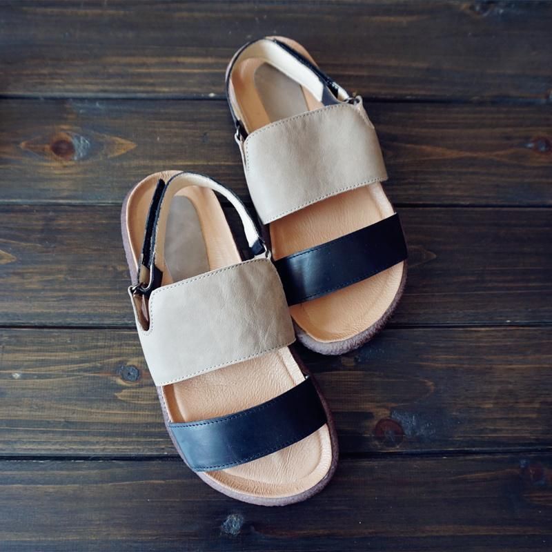 Vintage Handgemaakte Lederen Damesschoenen Sandalen