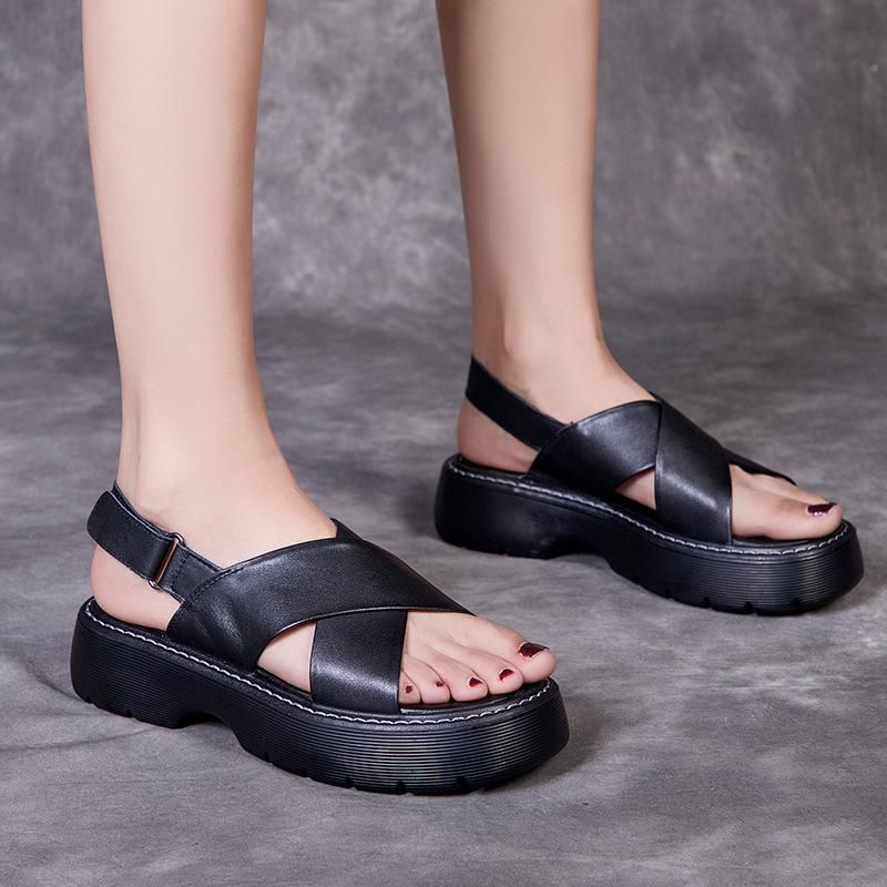 Zomer Dames Leren Platform Sandalen