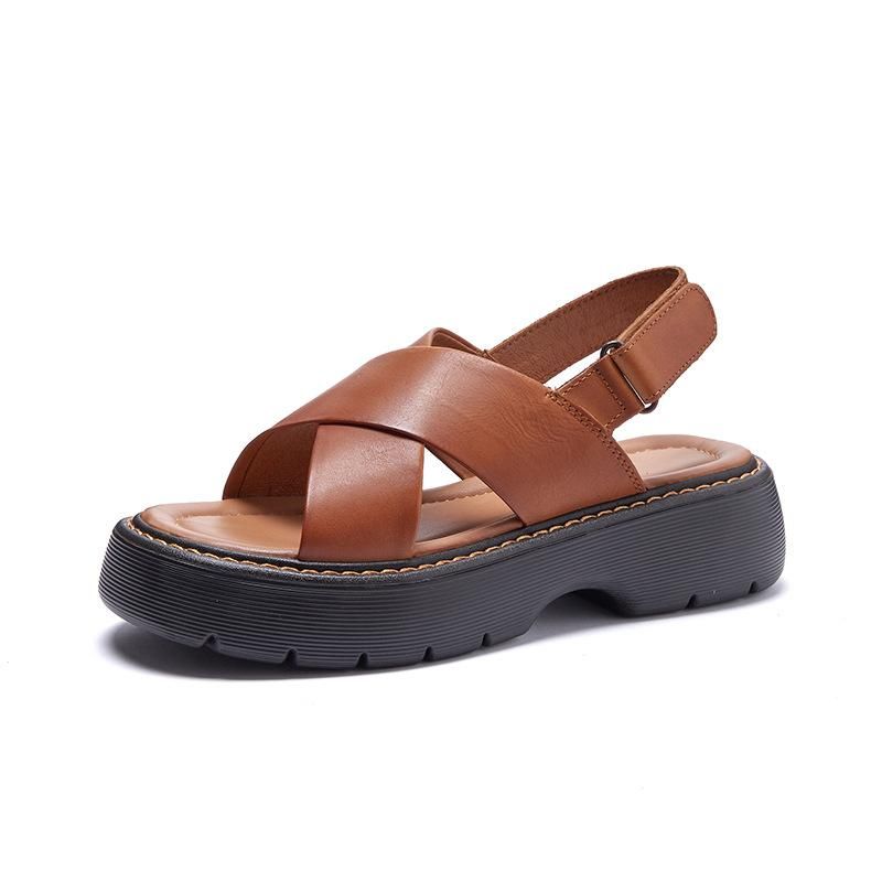 Zomer Dames Leren Platform Sandalen