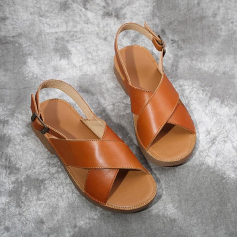 Zomer Leren Gesp Zachte Bodem Dames Sandalen