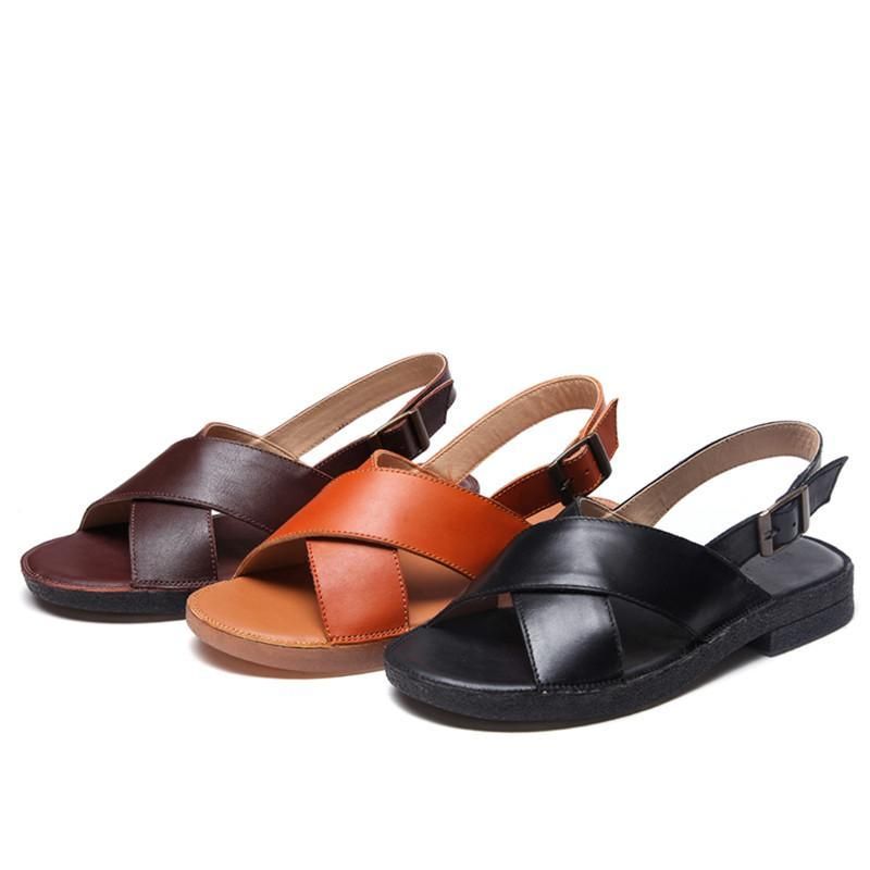 Zomer Leren Gesp Zachte Bodem Dames Sandalen