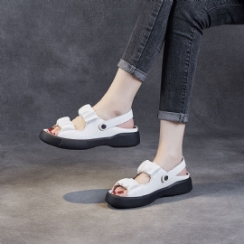 Zomer Retro Geplooide Leren Casual Sandalen