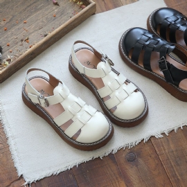 Zomer Retro Holle Handgemaakte Lederen Sandalen