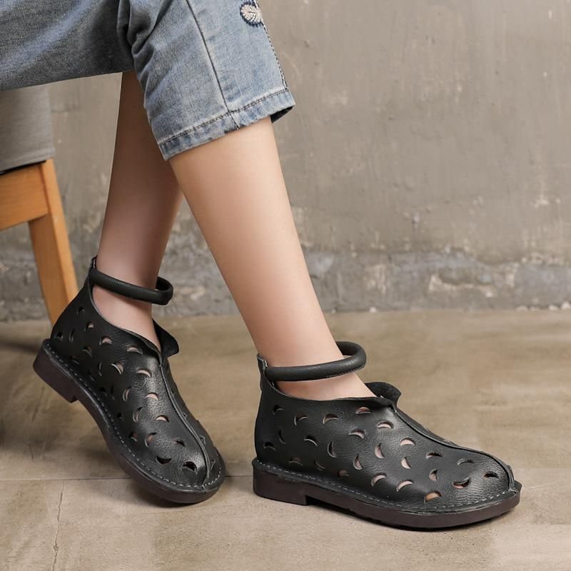 Zomer Retro Hollow Casual Leren Sandalen