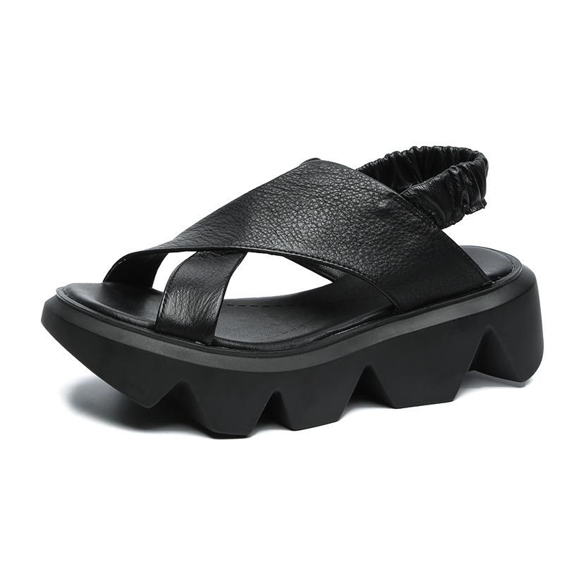 Zomer Retro Leren Strand Platform Sandalen