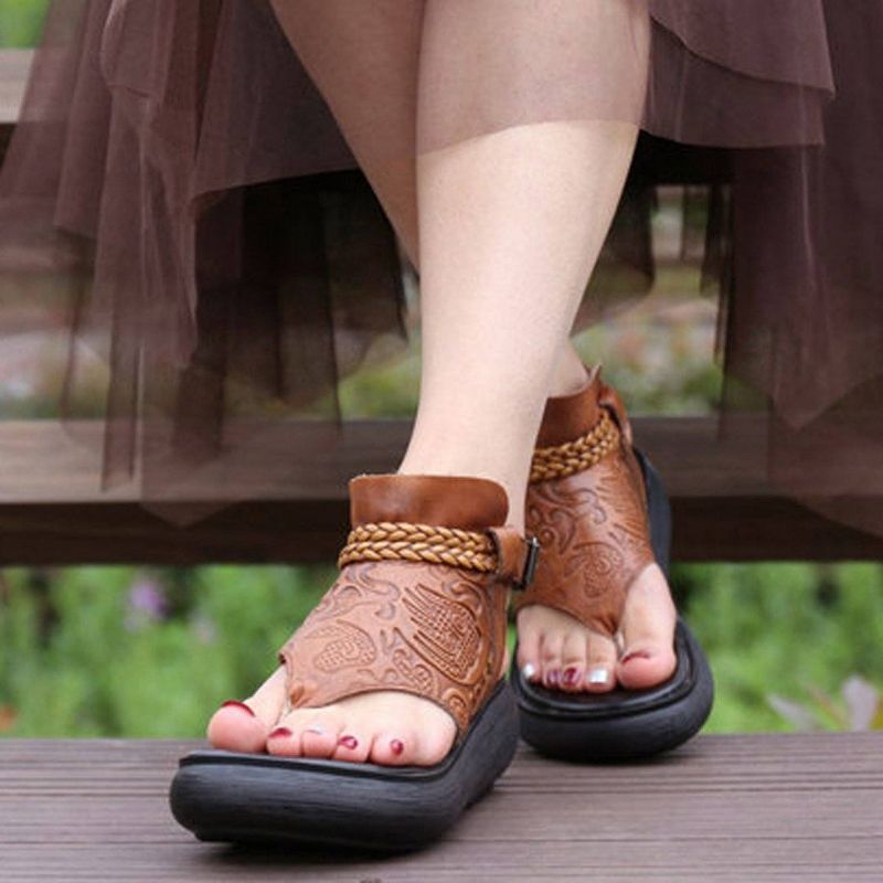 Zomer Sandalen Met Clip Toe Rome Platform