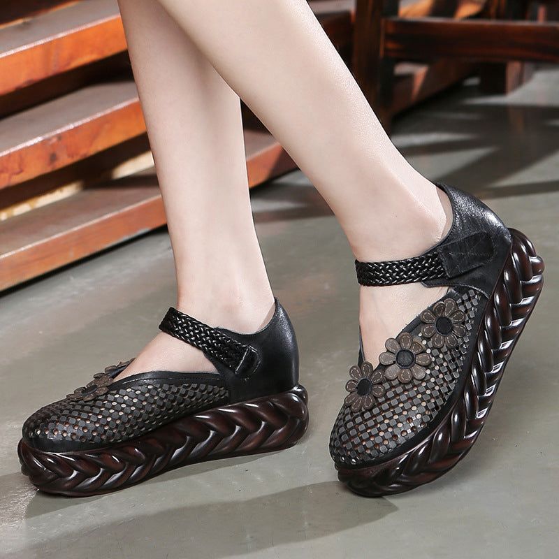 Zomer Vintage Hollow Mesh Leren Sandalen