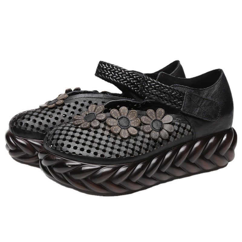 Zomer Vintage Hollow Mesh Leren Sandalen