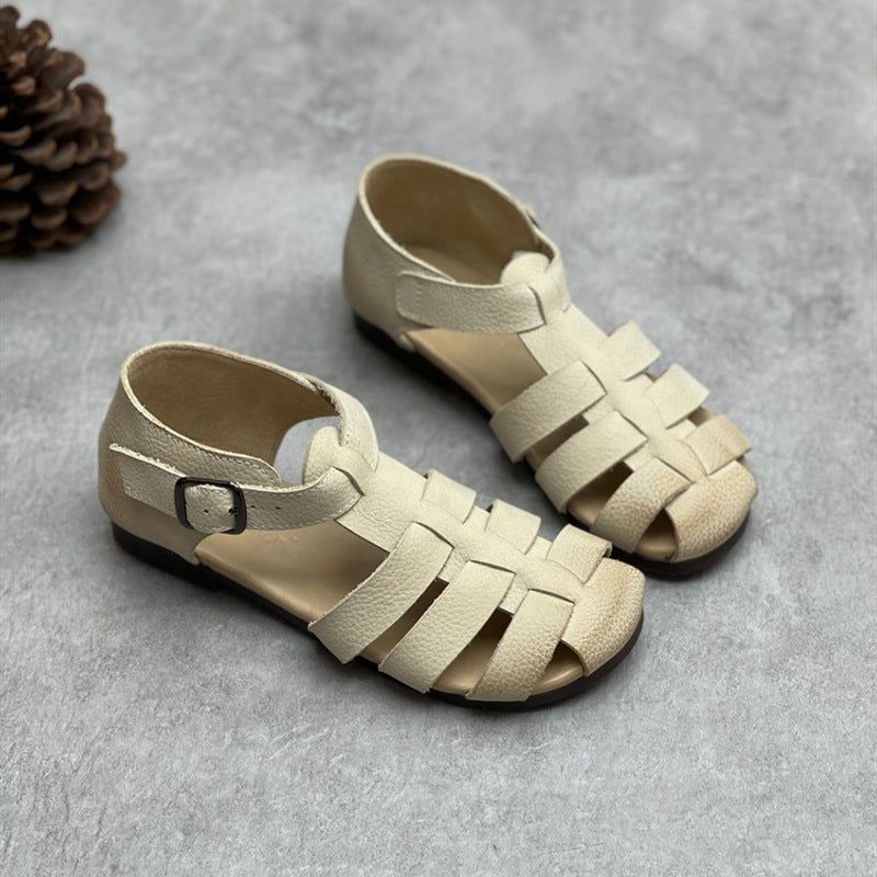 Zomer Vintage Strappy Lederen Handgemaakte Casual Sandalen