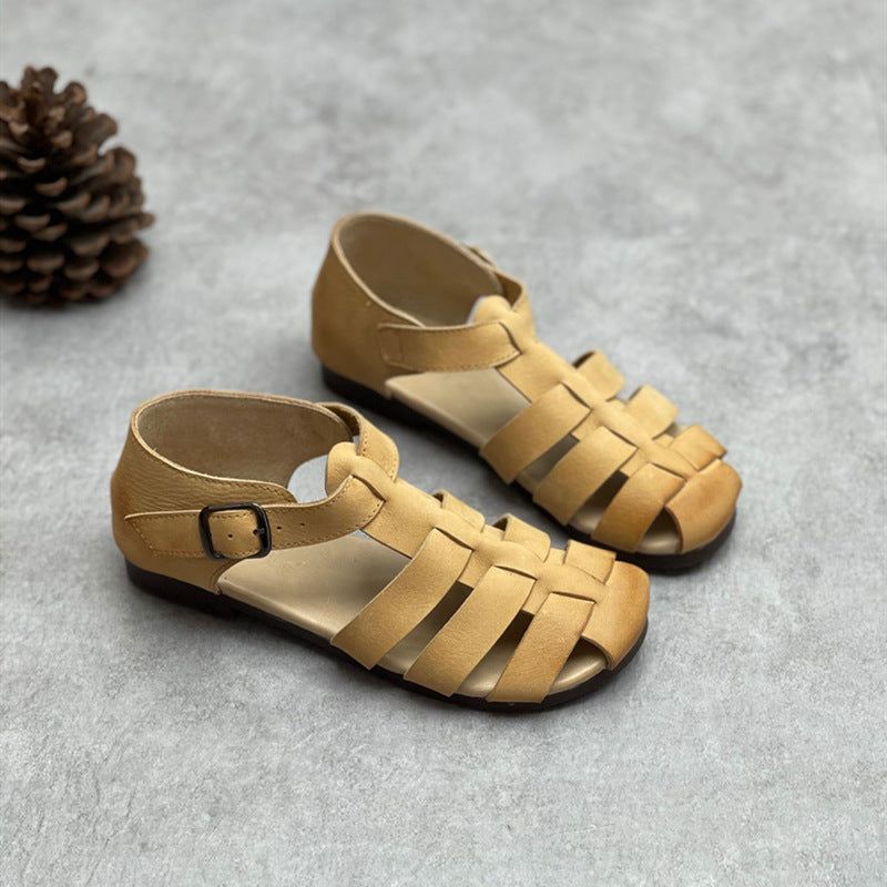 Zomer Vintage Strappy Lederen Handgemaakte Casual Sandalen