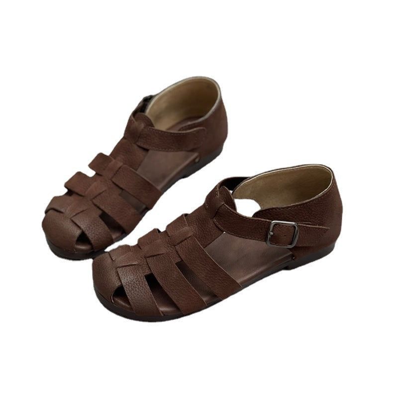 Zomer Vintage Strappy Lederen Handgemaakte Casual Sandalen