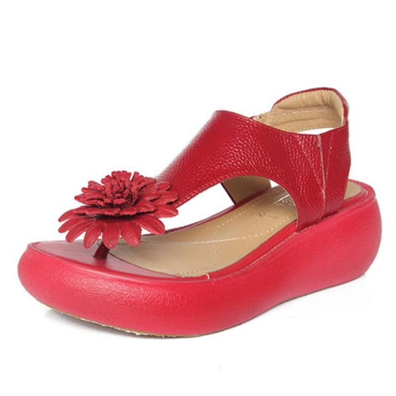 Zomer Wedge Leren Retro Comfortabele Sandalen